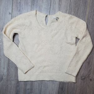 Max Studio fuzzy cream glitter crewneck sweater